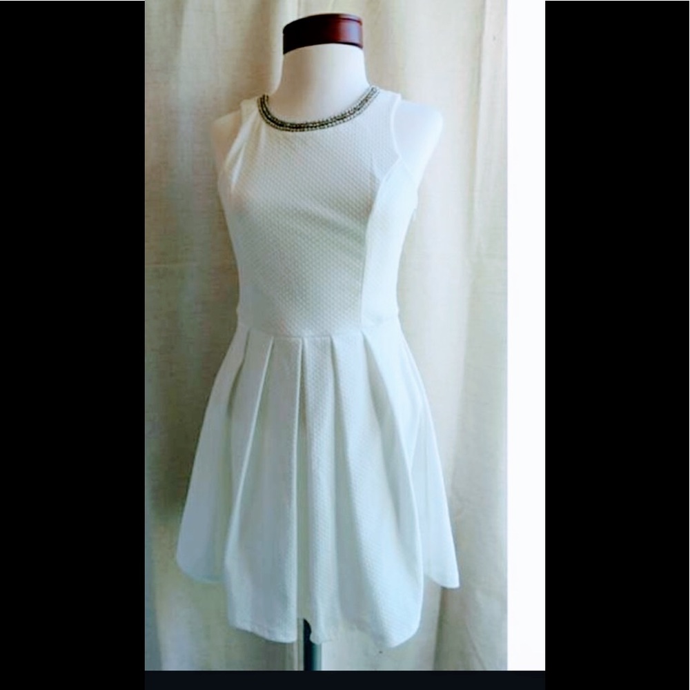 Formal White Dress Beads Rhinestone A Line Evening